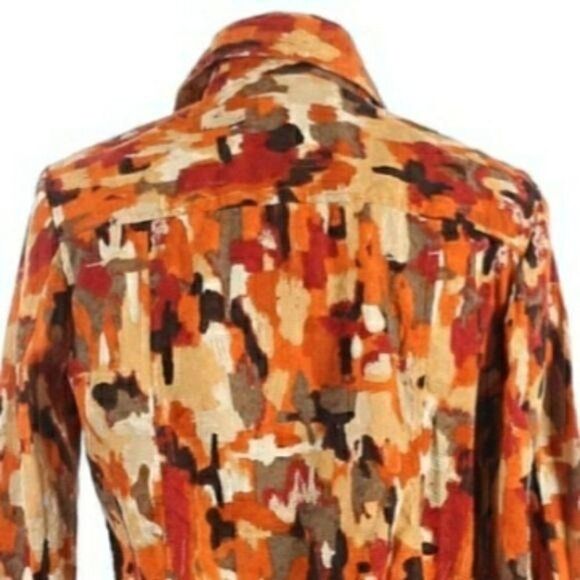 Christopher & Banks Retro 70's Hippie Shirt Shaket Jacket Warm Calico Sz L - Picture 6 of 12